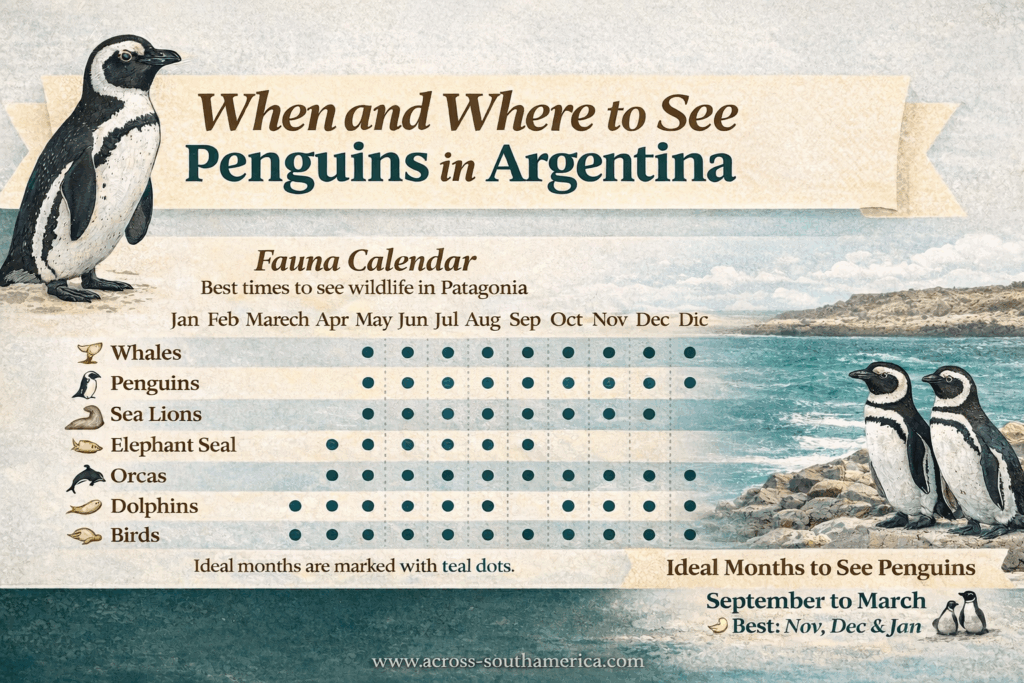 Penguins in Argentina - Where and when to see them - Fauna Calendar 